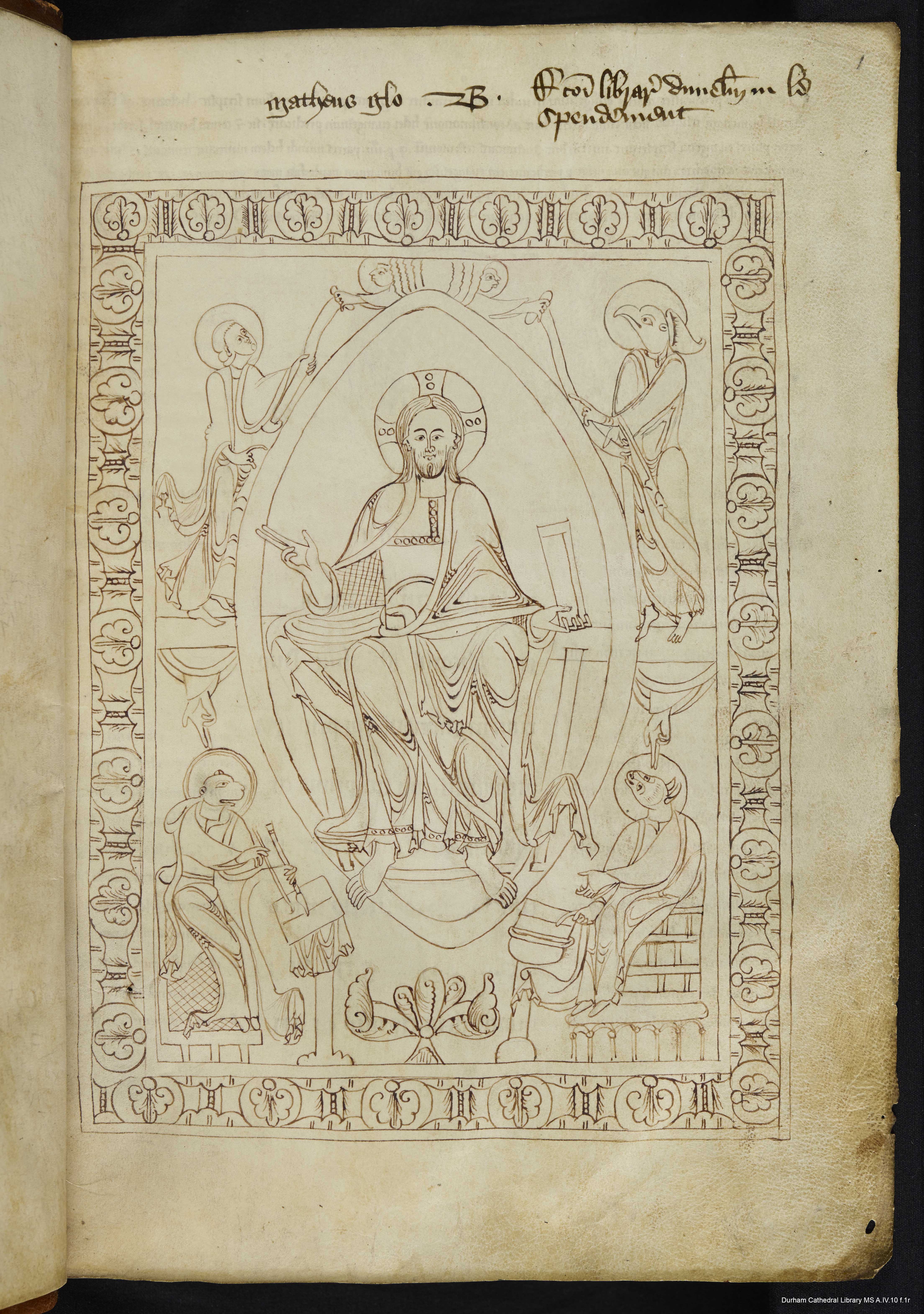 DCL MS A.IV.10 f.1r full page, still in the manuscript