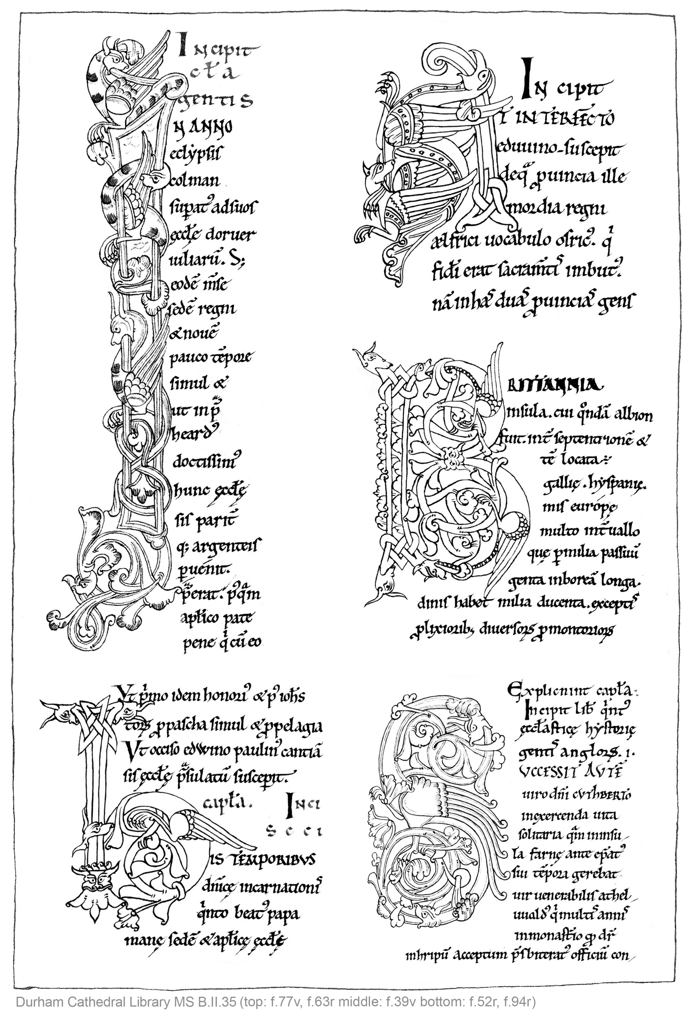 Durham Cathedral Library MS. B.II.35, five letters, A4