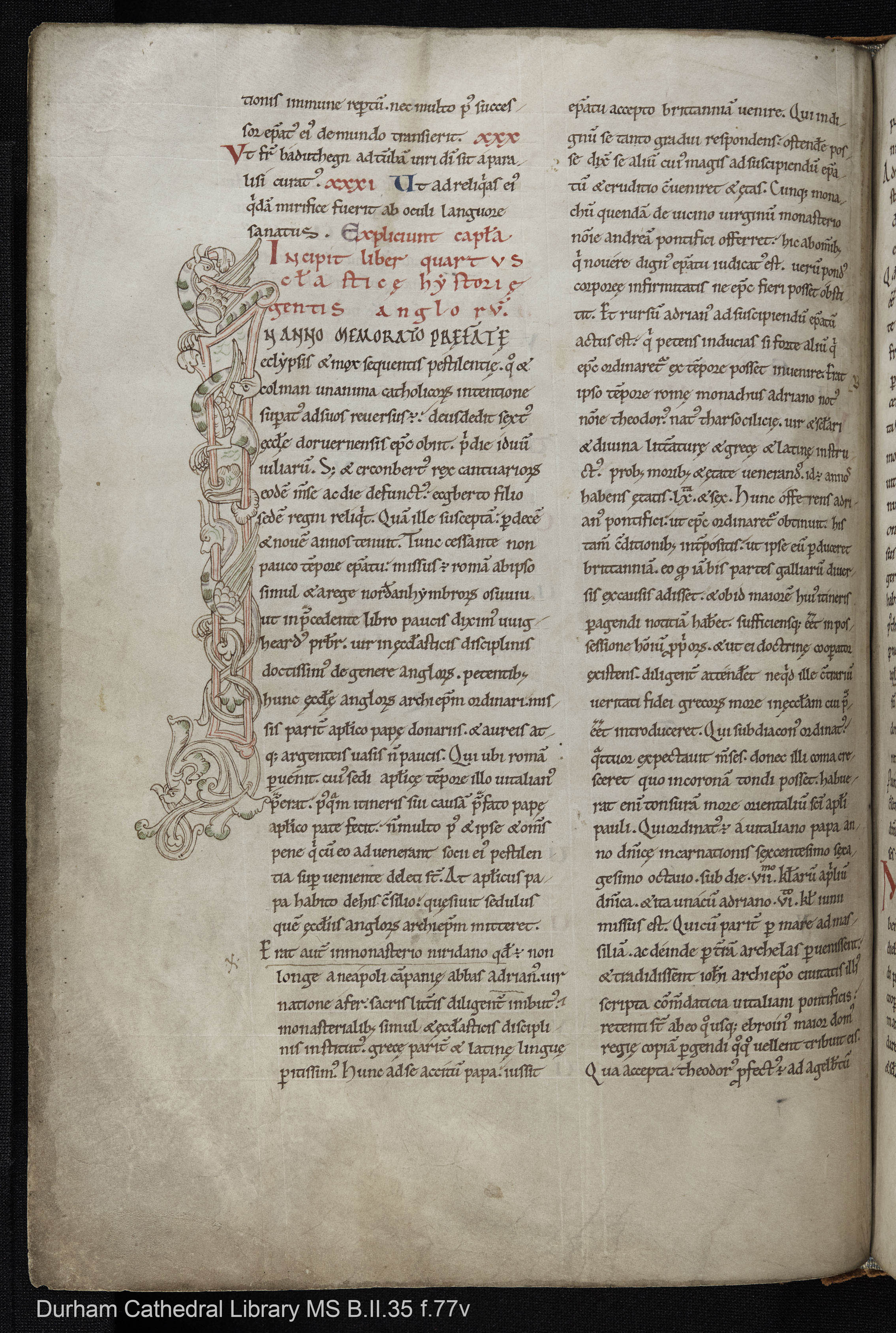 Durham Cathedral Library MS. B.II.35 f.77v, full page